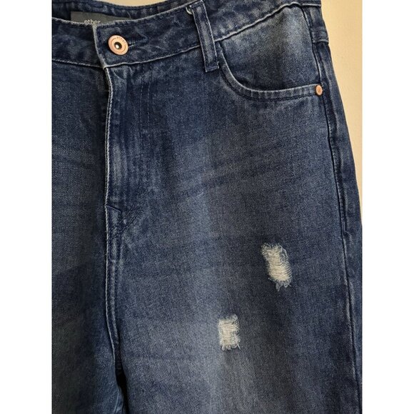 Ether Jeans Size 28/6 Mom Cut Ankle Raw Hem Medium Wash High Rise - Picture 2 of 11